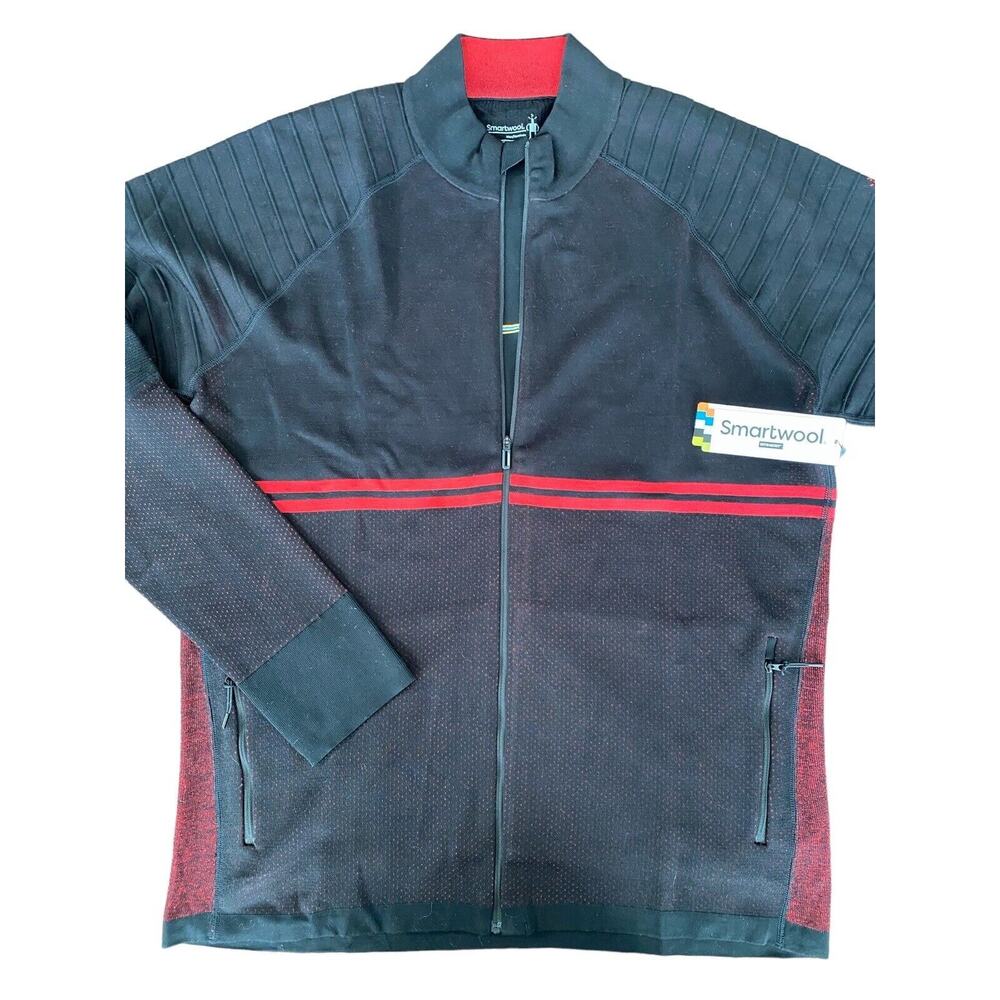 NEW SmartWool Mens XL Intraknit Tech Full Zip Black Jacket Wool Blend Stretch